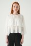 White Crew Neck Layered Blouse 251181 - 7
