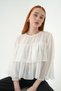 White Crew Neck Layered Blouse 251181 - 6