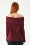 Burgundy Boat Neck Long Sleeve Sweater 2324 - 5