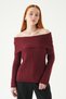 Burgundy Boat Neck Long Sleeve Sweater 2324 - 2