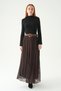 Plum Pleated Skirt Belt Piece Set 8453A - 6