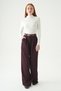 Burgundy Double Pleat Detail Belt Piece Trousers 5009 - 7
