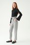 Gray Double Button Belted Trousers 8407A
