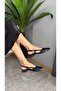Women's Tena Black Wrinkled Patent Leather Open Back Pointed Toe Daily Ballerinas - 3