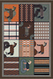 Horse Motif Geometric Patchwork Rug - Modern Ethnic Brown Living Room Rug