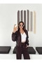 Women's Brown Color Zippered Hooded Satin Detailed Modal Fabric Bomber Jacket Top and Bottom Stylish Set - 2