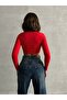 Women's Red Scuba V-Neck Sports Crop Top - 3