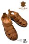 100% Genuine Leather Closed Toe Men's Sandals Syringe Tan - 5