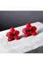 Nacreous Orchids-Red I Handmade Polymer Clay Red Orchid Earrings - 2