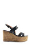 Monsa 5Fx Black Women's Wedge Heel Sandals