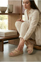 Lov Knitted Patterned Orthopedic Comfortable Sole Doctor Nurse Pool Sea Beach Women's Slippers Cream - 3