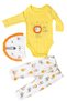 Yellow Unisex Baby Snapback Body Hat with Lion Figure and Bottom 3-Piece Seasonal Set - 2