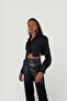 Crop Shirt with Chest Pocket Black
