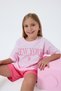 Girl's Crew Neck Embroidered Summer Regular Fit Pink Shorts Set Us2510-C-V1 - 2