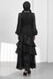 Black Evening Dress with Stone Belt on the Collar and Skirt - 5