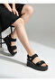 Wedge Sole Velcro Glittery Fabric Black Women's Stylish and Comfortable Sandals - 8