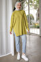 Oil Green Crew Neck Cold Thread Knitwear Tunic - 2