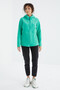 Sea Green Hooded Zippered Comfortable Form Women's Fleece Sweatshirt - 97233 - 4