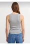 Women's 2-Pack (Black Grey) Corded Fabric Halter Neck Knitted Athlete T-Shirt - 3