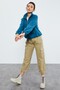 Emerald Half Zipper Hem Gathered Women's Fleece Standard Fit Sweatshirt - 97171 - 2