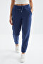 Indigo High Waist Basic Lace-Up Jogger Fleece Women's Sweatpants - 94622 - 4