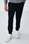 Navy Blue Hidden Zip Comfortable Form Rubber Leg Fleece Men's Tracksuit Bottom - 84866