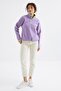 Light Purple Half Zipper Skirt Hem Gathered Stand Collar Standard Fit Women's Fleece Sweatshirt - 97234 - 2