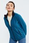 Emerald Stand Collar Zippered Comfortable Form Women's Fleece Sweatshirt - 97173