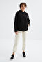 Black Hooded Zippered Comfortable Form Women's Fleece Sweatshirt - 97233 - 4
