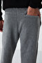Gray Melange Hidden Zipper Comfortable Form Rubber Cuff Fleece Men's Sweatpants - 84866 - 5