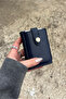 Vertical Mechanism Navy Blue Card Holder Wallet - 2