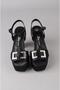 Seç 850 Platform Heelled Evening Dress Shoes (Heel:10,5Cm, Platform:4Cm) Black Satin - 2