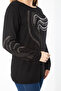 Women's Plus Size Black Sleeve and Stone Detailed Blouse 65N37325 - 7