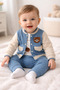 Bear Embroidered 3-Piece Baby Set (Beanie Not Included) - 3