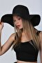 قبعة نسائية سوداء كبيرة مستديرة من القش - 7