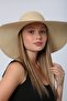 Beige Wide Round Straw Women's Hat - 2