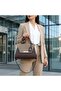 Women's Brown Cream Crocodile Leather Bag with Lock Detail - 2