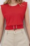 Women's Textured Fabric Blouse with Buckle Detail - 5