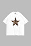 Starz Leopard Printed 24/1 Oversize Unisex White T-Shirt