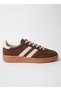 Suede Brown Thermo Sole with Beige Stripes on the Side, Orthopedic Insoles, Lace-Up Sports Shoes 88 - 4