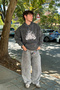 Flame Stone Printed Oversize Unisex Washable Black Hoodie - 3