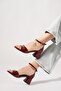 Alina Front Buckle Women's Sandals Burgundy Patent Leather - 2