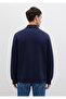 Polo Neck Half Zipper Navy Blue Sweatshirt 0S10414-86415 - 5