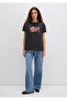 Cat Logo Printed Anthracite T-Shirt Loose Fit / Loose Relaxed Cut 1613285 -70087 - 2
