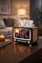 Television-Shaped Napkin Holder, Brown Wooden Napkin Box, Phone Stand 18X14X14 cm - 3