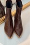 Selvora Stretch Matte Leather Brown Women's Boots - 2