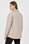 Women Quilted Puffer Jacket, Taupe - 4
