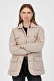 Women Quilted Puffer Jacket, Taupe