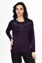 New Model Stone Embroidered Round Collar Lycra Mother's Combed Cotton Blouse 6435 - 3