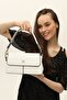Women's Hand Shoulder Bag with White Logo Detail - 7
